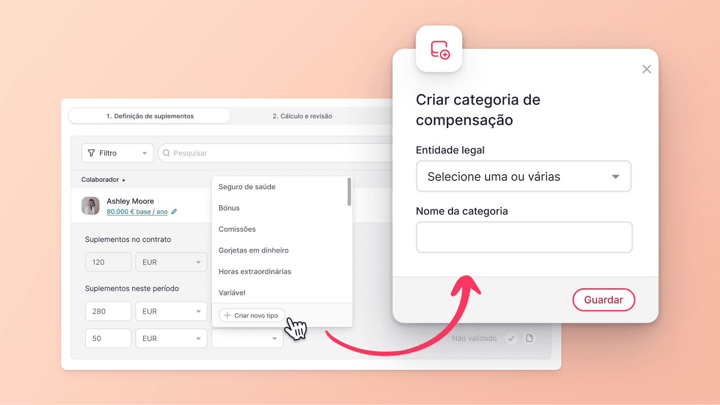 Criação de tipos de compensação sem esforço