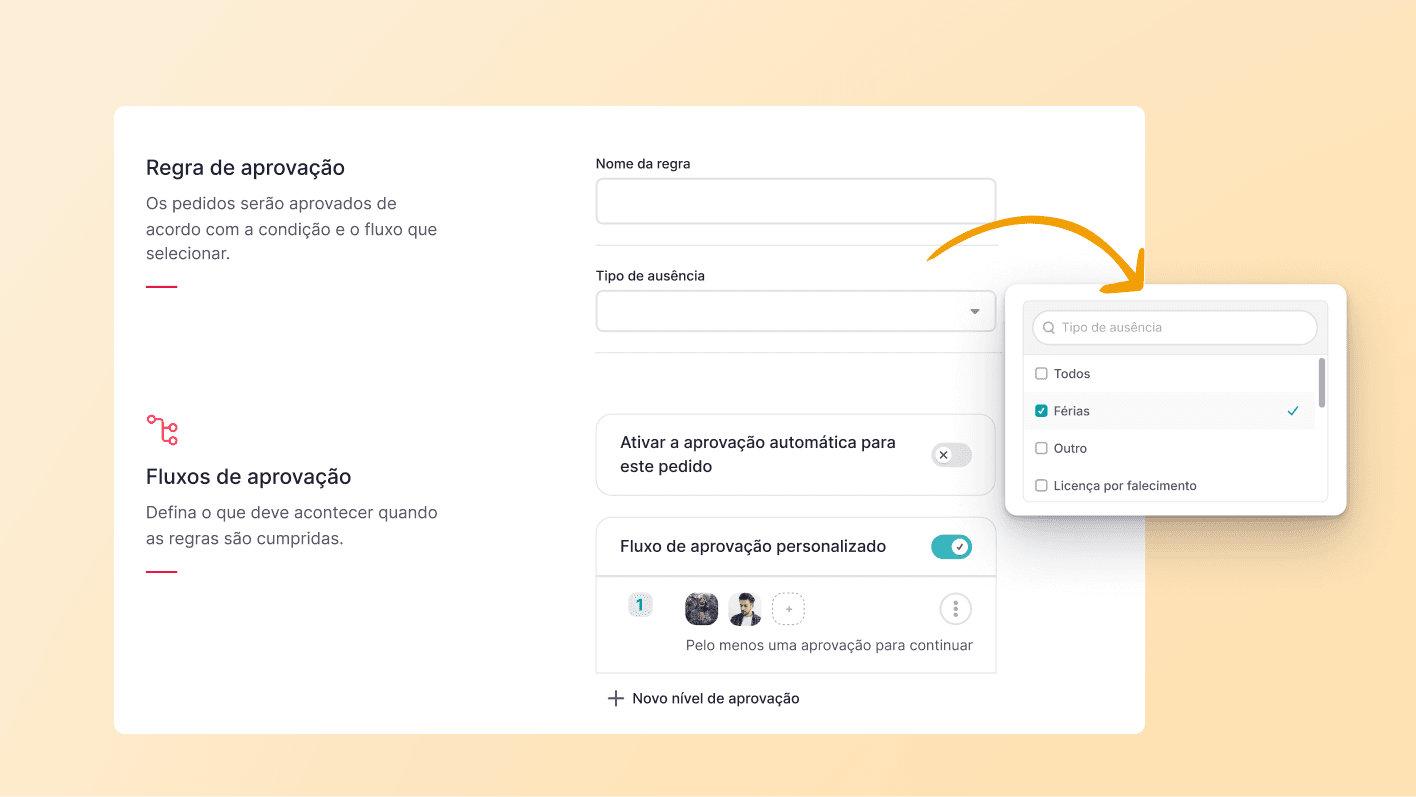 Regras inteligentes de aprovação de ausências