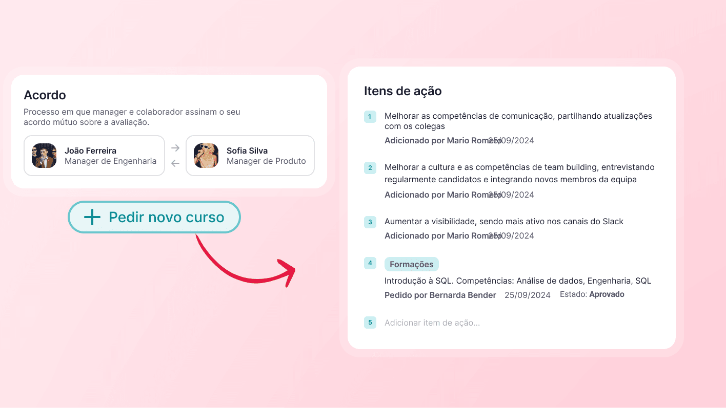 Avaliações de desempenho mais inteligentes com a integração de Formações