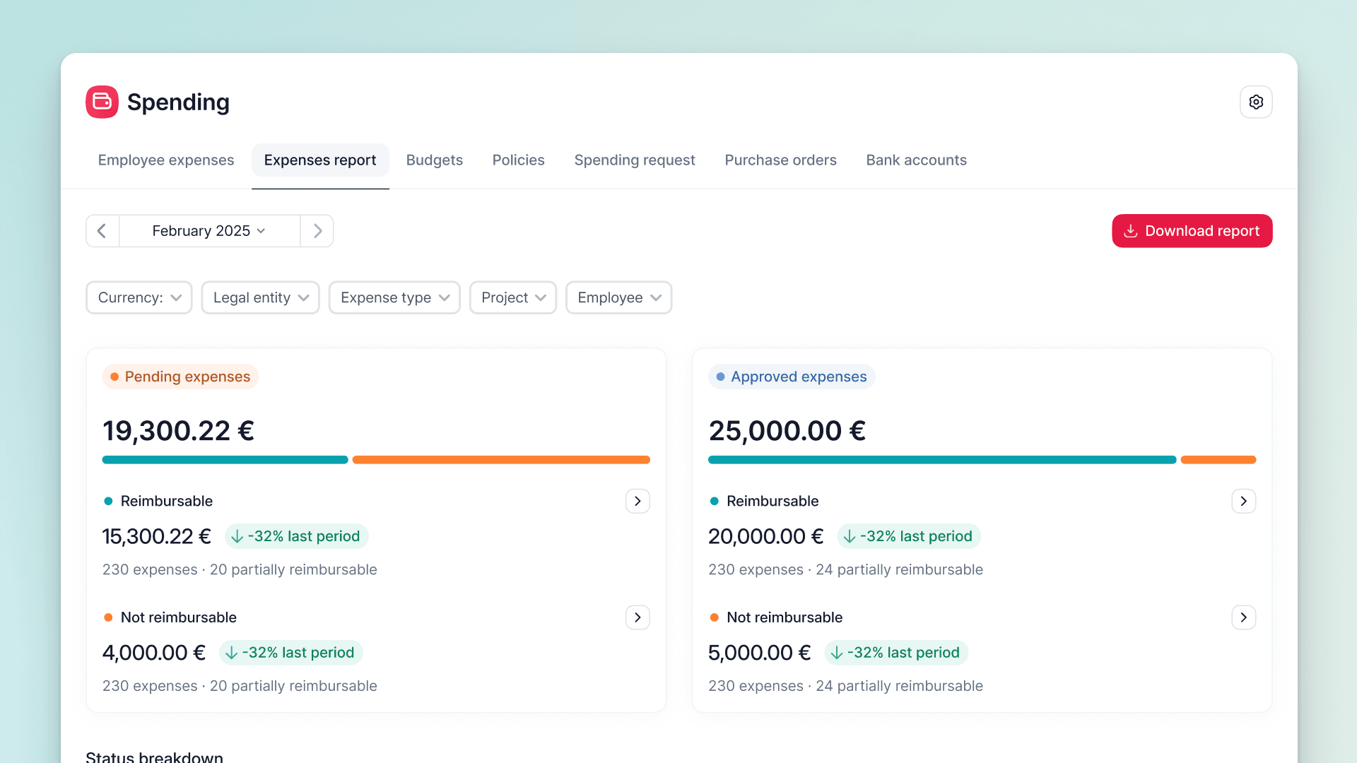 Ganhe visibilidade com o relatório de Despesas