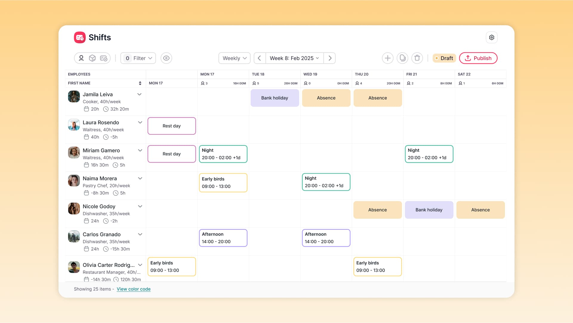 Veja o banco de horas em Turnos