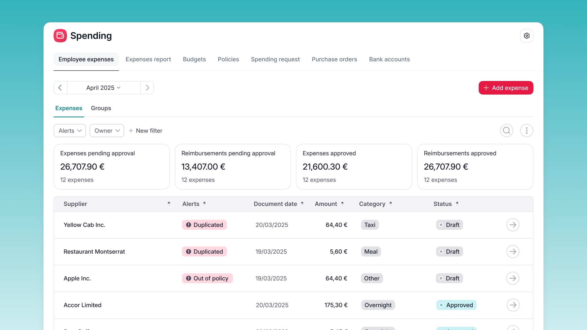 Detete despesas duplicadas de forma instantânea