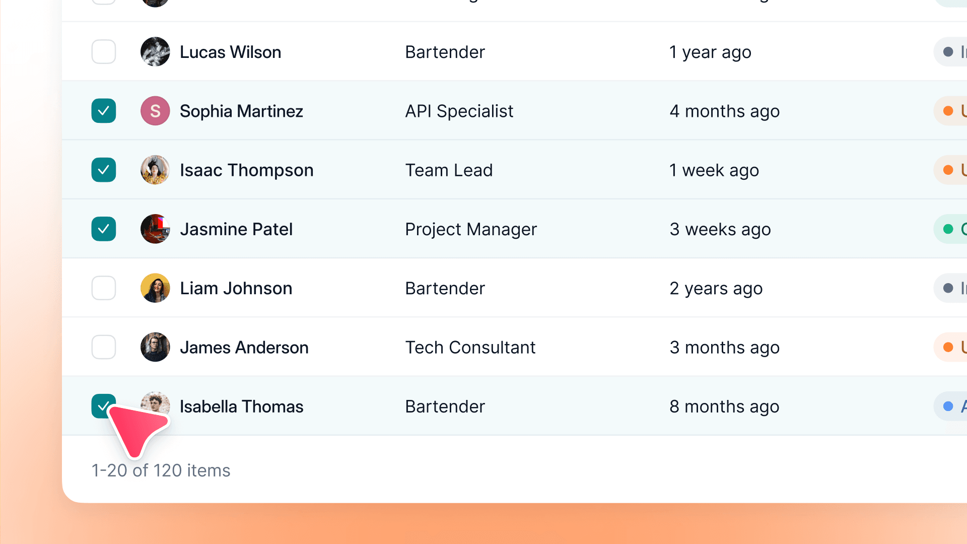 Edição em massa dos colaboradores